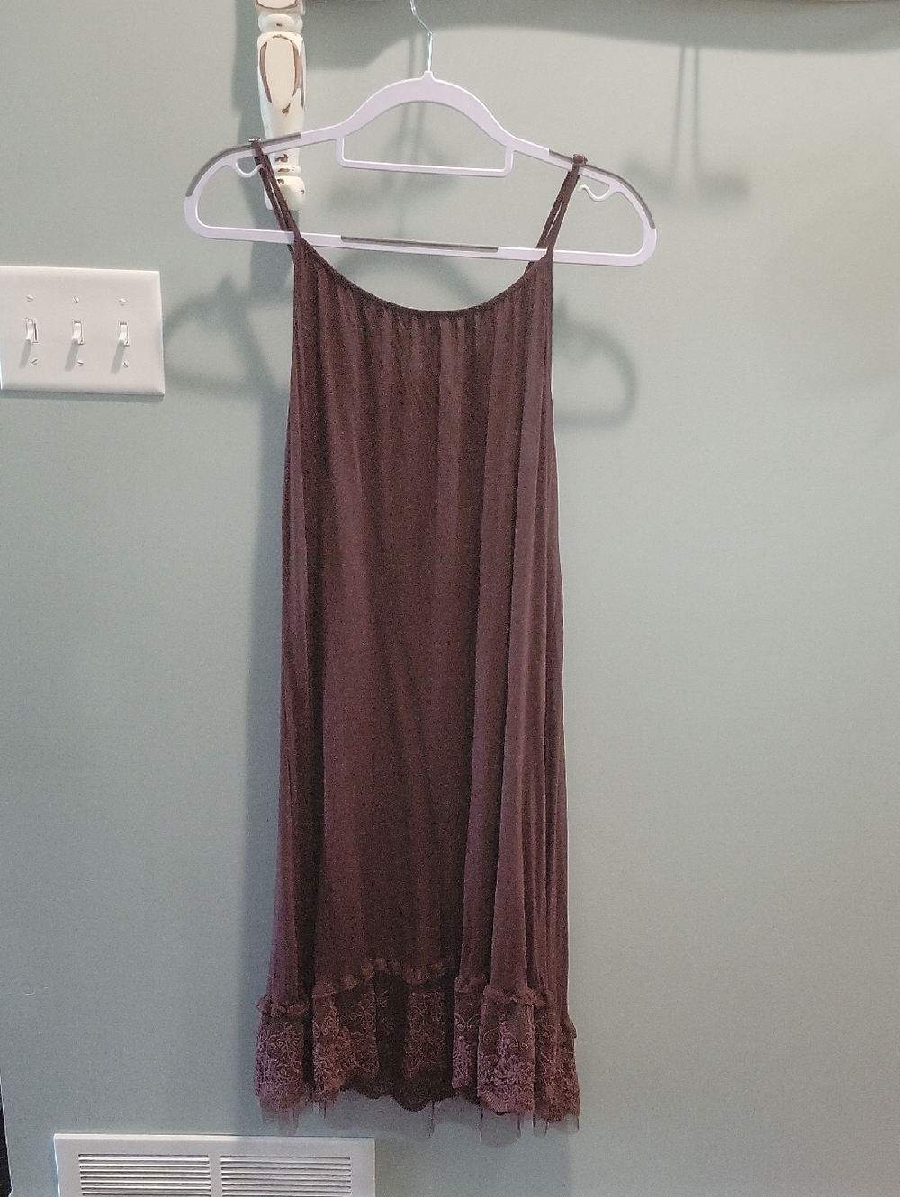 Lace Trim Slip Dress - Brown NWT